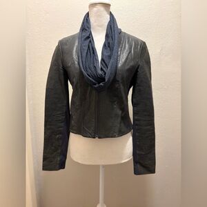 BCBG MaxAzria women’s leather jacket with scarf!